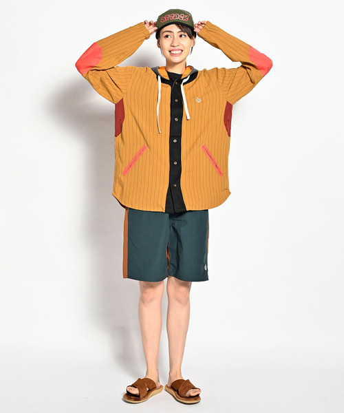 ALDIES(アールディーズ)の「Hood Baseball Shirts / フードベースボールシャツ(シャツ/ブラウス・メンズ・ブラック/オリーブ/ホワイト/ベージュ・SMALL/LARGE/MEDIUM)」の3枚目の写真