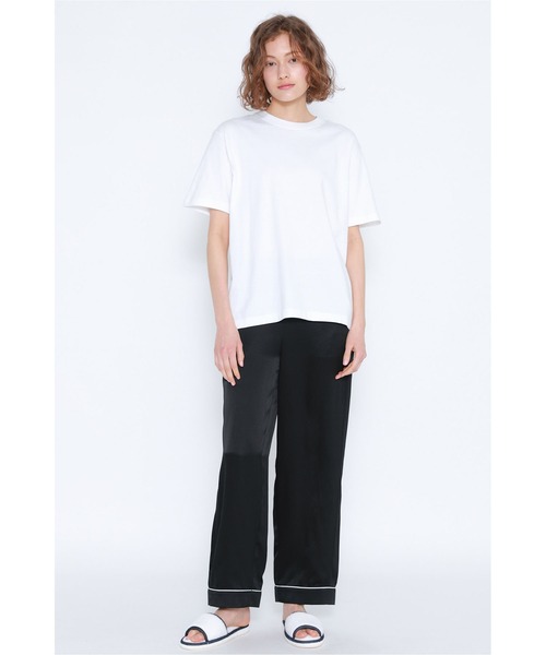 Priv. Spoons Club(プライベートスプーンズクラブ)の「【レディース】シルクパジャマ・ロングパンツ(ウエスト紐あり)(ルームウェア/パジャマ・レディース・ネイビー/ホワイト/ブラック/サックスブルー/グリーン・M/S)」の10枚目の写真
