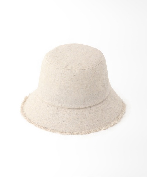 Simplicite（サンプリシテ）の「リネン混フリンジバケットハット◆（ハット・レディース・ブラック/アイボリー・FREE）」の2枚目の写真