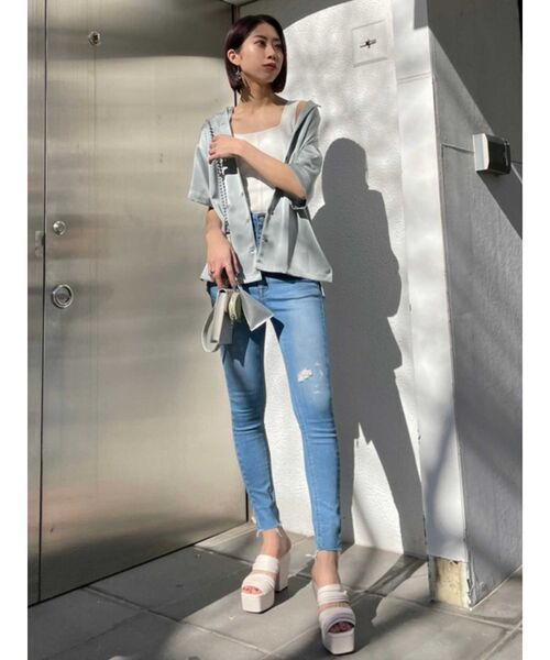 EMODA(エモダ)の「リンクルリラックスシャツ(シャツ/ブラウス・レディース・ブラック/イエロー/ミント・FREE)」の7枚目の写真