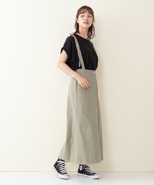 OUTDOOR PRODUCTS APPAREL(アウトドアプロダクツアパレル)の「ベイカーポケットジャンスカ(サロペット/オーバーオール・レディース・ブルー系その他/カーキ/ワンウォッシュ/サンドベージュ・MEDIUM/LARGE)」の11枚目の写真