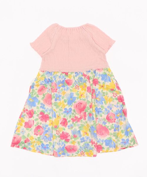 KP(ケーピー)の「シャーリング天竺とタイプライター花プリントドッキングワンピース(100-130cm)(ワンピース・キッズ・ブルー/ベビーピンク・130cm/100cm/120cm/110cm)」の5枚目の写真