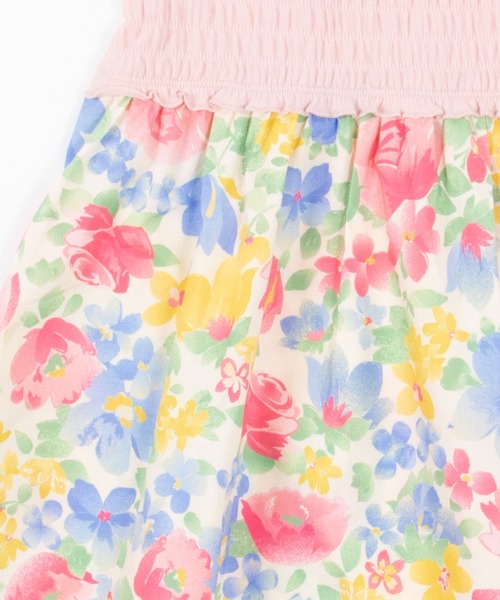 KP(ケーピー)の「シャーリング天竺とタイプライター花プリントドッキングワンピース(100-130cm)(ワンピース・キッズ・ブルー/ベビーピンク・130cm/100cm/120cm/110cm)」の4枚目の写真