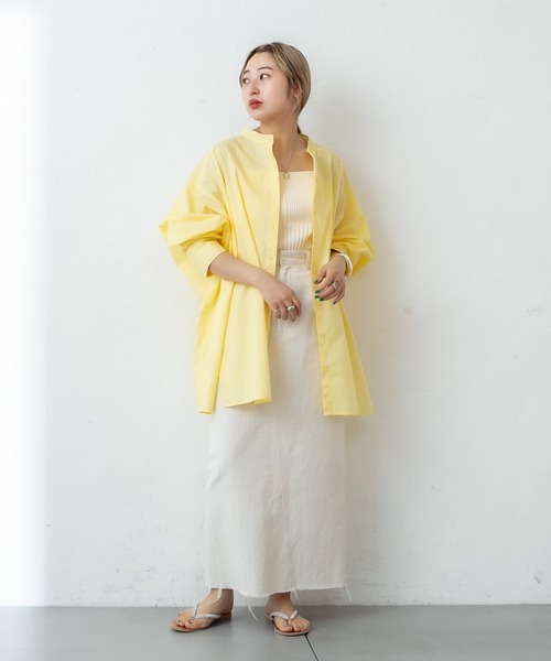 mystic(ミスティック)の「BACKタックBIGシャツ(シャツ/ブラウス・レディース・チャコールグレー/オフホワイト/ピンク/イエロー・FREE)」の3枚目の写真