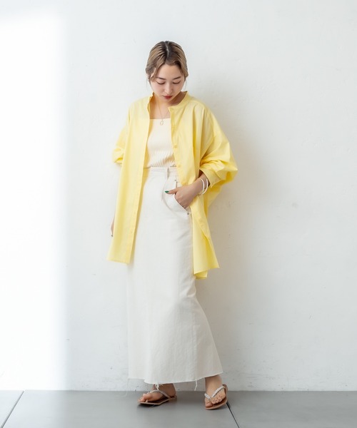 mystic(ミスティック)の「BACKタックBIGシャツ(シャツ/ブラウス・レディース・チャコールグレー/オフホワイト/ピンク/イエロー・FREE)」の15枚目の写真