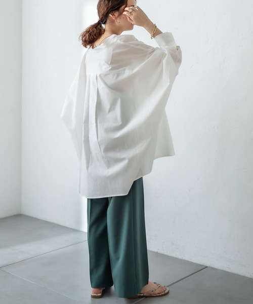 mystic(ミスティック)の「BACKタックBIGシャツ(シャツ/ブラウス・レディース・チャコールグレー/オフホワイト/ピンク/イエロー・FREE)」の5枚目の写真