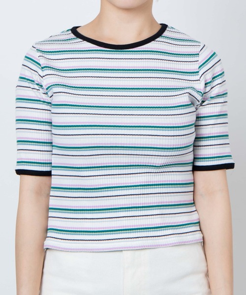 DuKKah（デュカ）の「Dukkah/【低身長向け】マルチボーダーバックオープンT（Tシャツ/カットソー・レディース・オレンジ系その他/ホワイト系その他・X-SMALL）」の14枚目の写真