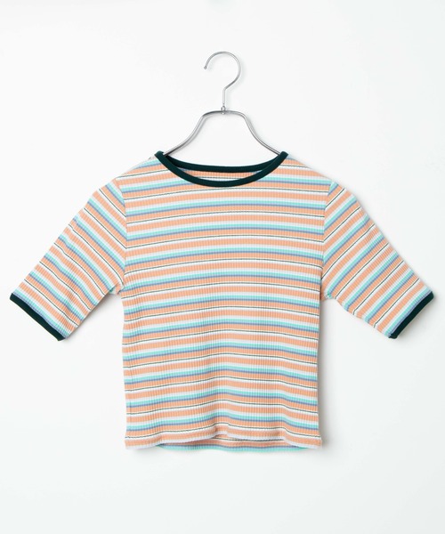 DuKKah（デュカ）の「Dukkah/【低身長向け】マルチボーダーバックオープンT（Tシャツ/カットソー・レディース・オレンジ系その他/ホワイト系その他・X-SMALL）」の9枚目の写真