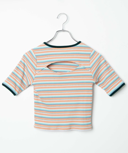 DuKKah（デュカ）の「Dukkah/【低身長向け】マルチボーダーバックオープンT（Tシャツ/カットソー・レディース・オレンジ系その他/ホワイト系その他・X-SMALL）」の8枚目の写真