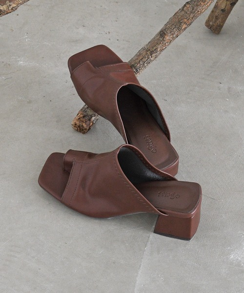 sango（sango）の「ソフトレザートングスクエアヒールサンダル（サンダル・レディース・ブラック/ダークブラウン/ベージュ/グレイッシュベージュ・M/LL/S/L/SS/3L）」の15枚目の写真