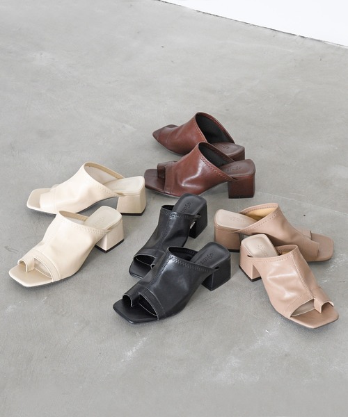 sango（sango）の「ソフトレザートングスクエアヒールサンダル（サンダル・レディース・ブラック/ダークブラウン/ベージュ/グレイッシュベージュ・M/LL/S/L/SS/3L）」の12枚目の写真