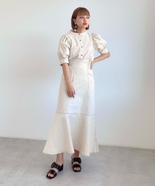 FREE'S MART(フリーズマート)の「【Sシリーズ対応】◇パネル切替マーメイドデニムスカート(デニムスカート・レディース・ホワイト系その他/ブルー/パープル/ブラウン・MEDIUM/SMALL)」の7枚目の写真