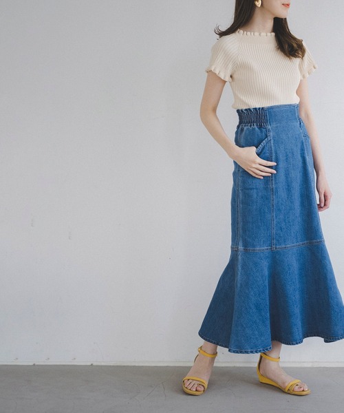 FREE'S MART(フリーズマート)の「【Sシリーズ対応】◇パネル切替マーメイドデニムスカート(デニムスカート・レディース・ホワイト系その他/ブルー/パープル/ブラウン・MEDIUM/SMALL)」の21枚目の写真