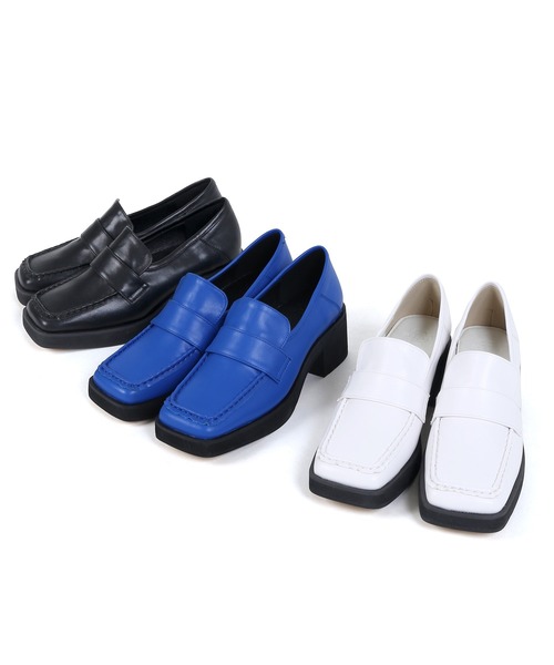 Figments(フィグメンツ)の「ヒールスクエアトゥローファー(その他シューズ・レディース・ブラック/ホワイト/ブルー・SMALL/MEDIUM)」の6枚目の写真