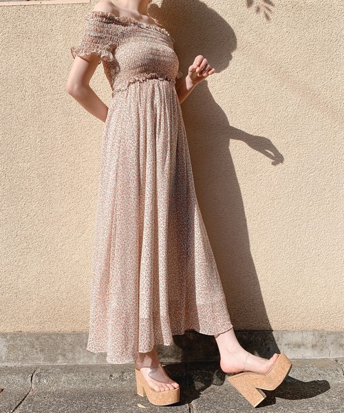 lilLilly(リルリリー)の「チューリップシフォンロングドレス(ワンピース・レディース・ホワイト/レッド/ピンク・FREE)」の10枚目の写真