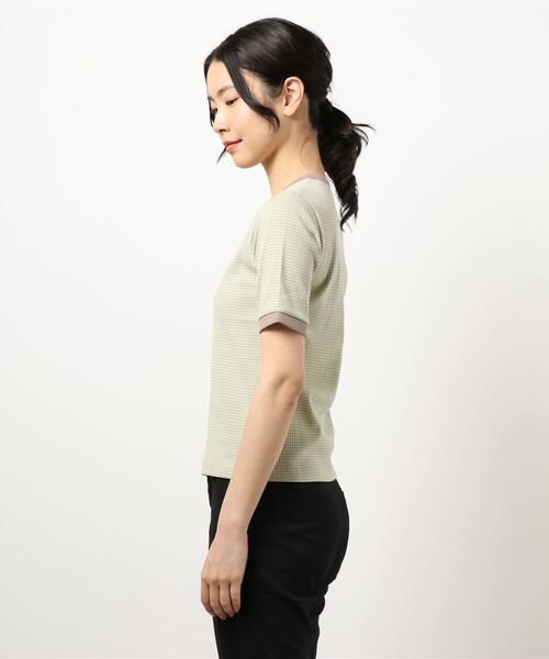 ehka sopo（エヘカソポ）の「配色ボーダーカットソー（Tシャツ/カットソー・レディース・グリーン/ブルー/ベージュ・ﾌﾘ-）」の4枚目の写真