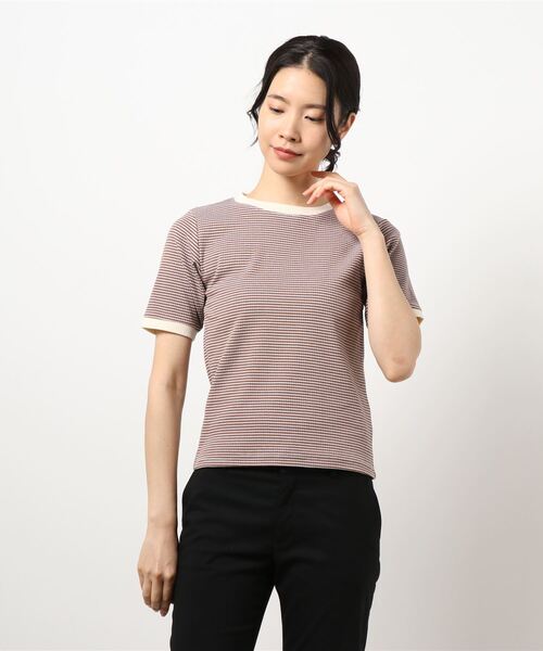 ehka sopo（エヘカソポ）の「配色ボーダーカットソー（Tシャツ/カットソー・レディース・グリーン/ブルー/ベージュ・ﾌﾘ-）」の6枚目の写真