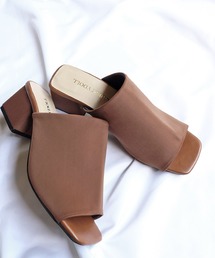 LibertyDoll（リバティードール）の「スクエアトゥ5.5cmフレアヒールストレッチサンダル（サンダル）」