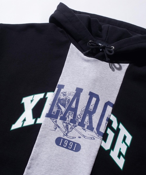 XLARGE（エクストララージ）の「PATCHWORK PULLOVER HOODED SWEAT（パーカー・メンズ・ブラック/ネイビー/バーガンディー・S/M/L/XL）」の8枚目の写真
