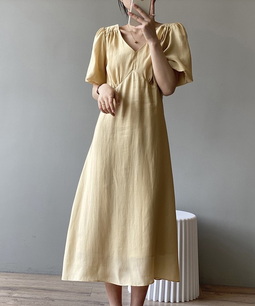 Aimoha アイモハ のファッション ワンピース セール Vネックあわ袖ワンピース ワンピース