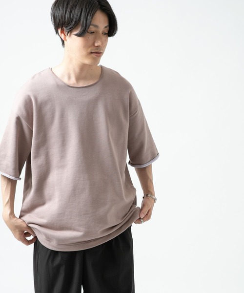 ITEMS URBANRESEARCH（アイテムズ アーバンリサーチ）の「配色裏毛 クルーネック 半袖プルオーバー（Tシャツ/カットソー・メンズ・ブラック/グレー/カーキ/モカ・LARGE/MEDIUM）」の5枚目の写真