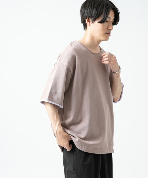ITEMS URBANRESEARCH（アイテムズ アーバンリサーチ）の「配色裏毛 クルーネック 半袖プルオーバー（Tシャツ/カットソー・メンズ・ブラック/グレー/カーキ/モカ・LARGE/MEDIUM）」の6枚目の写真