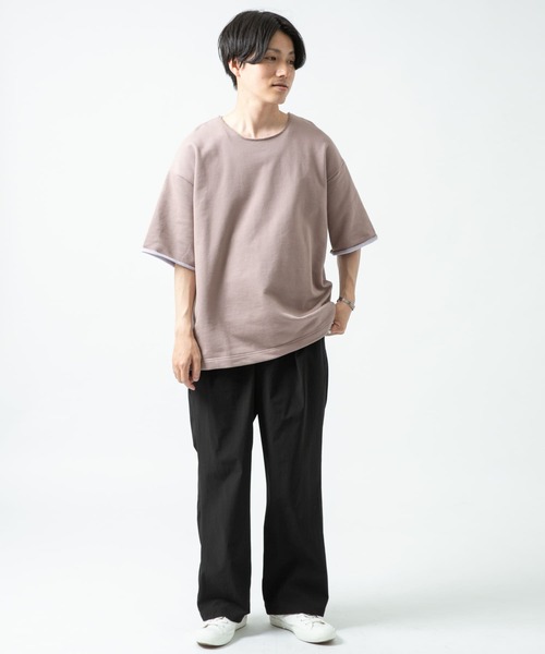 ITEMS URBANRESEARCH（アイテムズ アーバンリサーチ）の「配色裏毛 クルーネック 半袖プルオーバー（Tシャツ/カットソー・メンズ・ブラック/グレー/カーキ/モカ・LARGE/MEDIUM）」の8枚目の写真