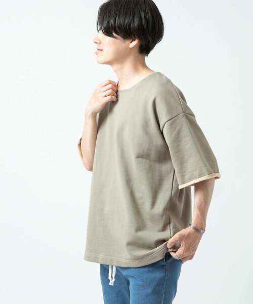 ITEMS URBANRESEARCH（アイテムズ アーバンリサーチ）の「配色裏毛 クルーネック 半袖プルオーバー（Tシャツ/カットソー・メンズ・ブラック/グレー/カーキ/モカ・LARGE/MEDIUM）」の9枚目の写真