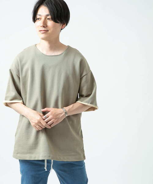 ITEMS URBANRESEARCH（アイテムズ アーバンリサーチ）の「配色裏毛 クルーネック 半袖プルオーバー（Tシャツ/カットソー・メンズ・ブラック/グレー/カーキ/モカ・LARGE/MEDIUM）」の10枚目の写真