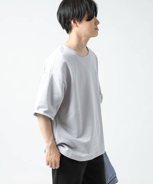 ITEMS URBANRESEARCH（アイテムズ アーバンリサーチ）の「配色裏毛 クルーネック 半袖プルオーバー（Tシャツ/カットソー・メンズ・ブラック/グレー/カーキ/モカ・LARGE/MEDIUM）」の14枚目の写真