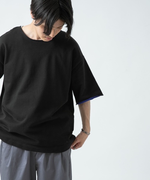 ITEMS URBANRESEARCH（アイテムズ アーバンリサーチ）の「配色裏毛 クルーネック 半袖プルオーバー（Tシャツ/カットソー・メンズ・ブラック/グレー/カーキ/モカ・LARGE/MEDIUM）」の18枚目の写真