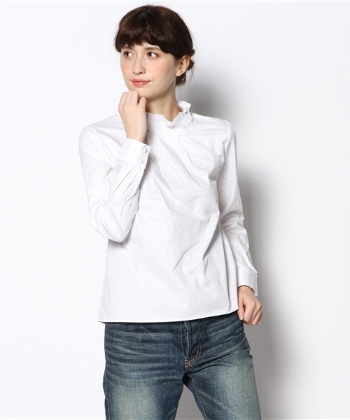 CIAOPANIC（チャオパニック）の「【Ciaopanic】衿フリルBL（シャツ/ブラウス・レディース・ホワイト/サックスブルー・FREE）」の2枚目の写真