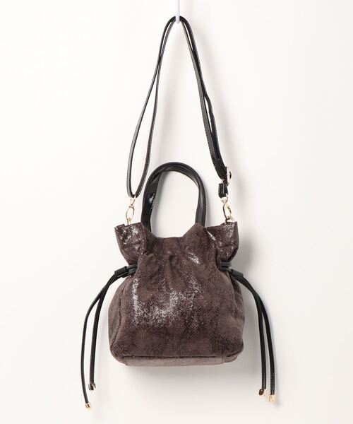 SAC（サック）の「ヘビ型押し合皮ハンドバッグ  SAC unit（ハンドバッグ・レディース・ダークベージュ/ブラック/イエロー・FREE）」の5枚目の写真