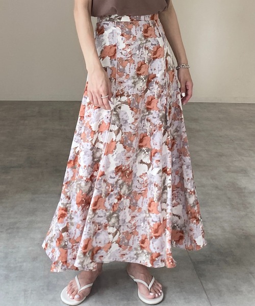 セール 水彩総柄プリント配色パイピングロングマーメイドスカート スカート She S Closet シーズクローゼット のファッション通販 Zozotown