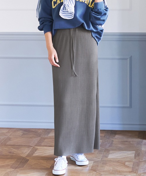 coca（coca）（コカ）の「リブIラインスカート（スカート・レディース・ブラウン/グレー系その他/ネイビー/ブラック/ライトピンク/チャコールグレー/ブルー/ベージュ・ONE SIZE）」の2枚目の写真