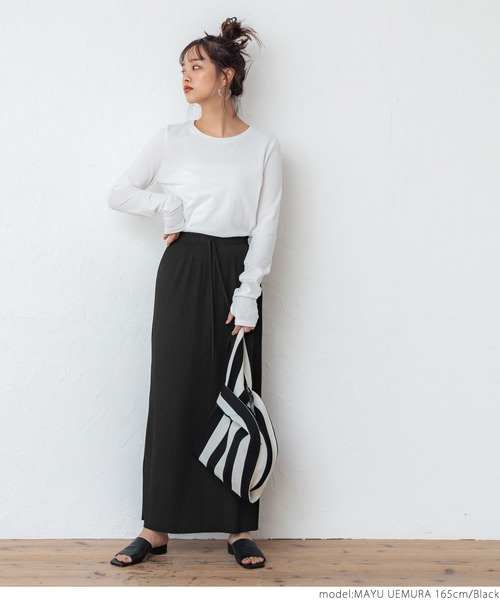 coca（coca）（コカ）の「リブIラインスカート（スカート・レディース・ブラウン/グレー系その他/ネイビー/ブラック/ライトピンク/チャコールグレー/ブルー/ベージュ・ONE SIZE）」の18枚目の写真