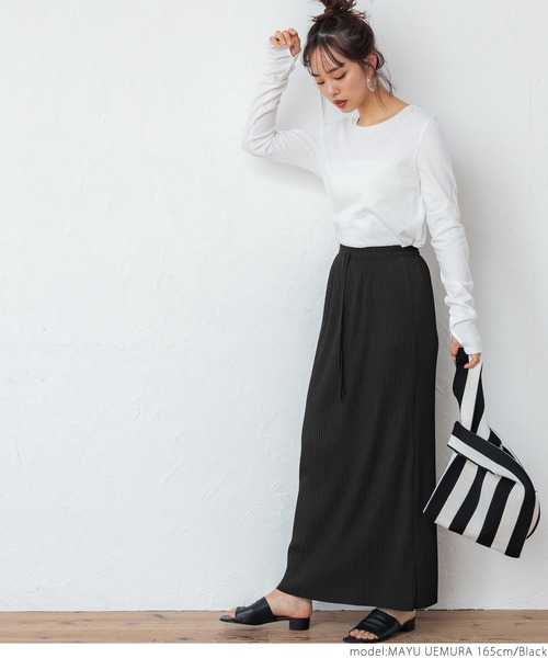 coca（coca）（コカ）の「リブIラインスカート（スカート・レディース・ブラウン/グレー系その他/ネイビー/ブラック/ライトピンク/チャコールグレー/ブルー/ベージュ・ONE SIZE）」の19枚目の写真