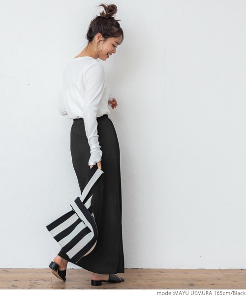 coca（coca）（コカ）の「リブIラインスカート（スカート・レディース・ブラウン/グレー系その他/ネイビー/ブラック/ライトピンク/チャコールグレー/ブルー/ベージュ・ONE SIZE）」の20枚目の写真