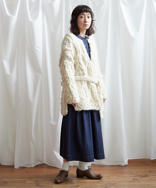 Lene（レネ）の「スラブ　オーバーカーディガン（カーディガン/ボレロ・レディース・ホワイト/マスタード・FREE）」の19枚目の写真