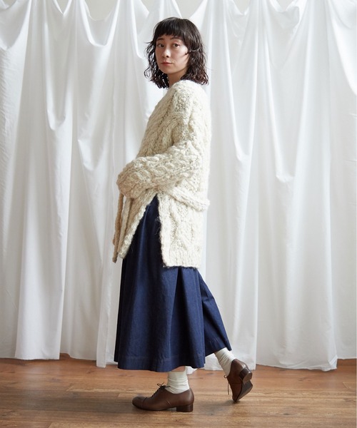 Lene（レネ）の「スラブ　オーバーカーディガン（カーディガン/ボレロ・レディース・ホワイト/マスタード・FREE）」の10枚目の写真