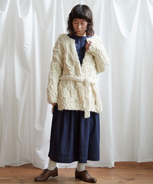 Lene（レネ）の「スラブ　オーバーカーディガン（カーディガン/ボレロ・レディース・ホワイト/マスタード・FREE）」の22枚目の写真