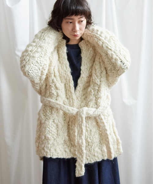 Lene（レネ）の「スラブ　オーバーカーディガン（カーディガン/ボレロ・レディース・ホワイト/マスタード・FREE）」の7枚目の写真