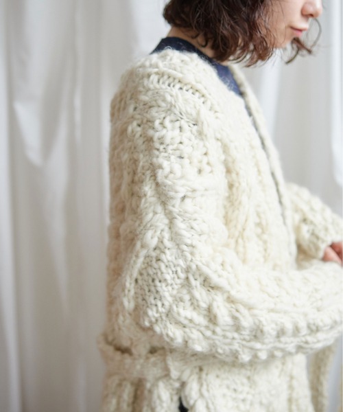 Lene（レネ）の「スラブ　オーバーカーディガン（カーディガン/ボレロ・レディース・ホワイト/マスタード・FREE）」の11枚目の写真