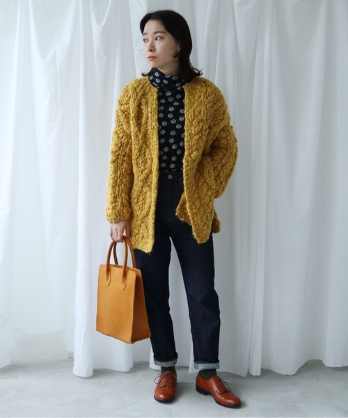 Lene（レネ）の「スラブ　オーバーカーディガン（カーディガン/ボレロ・レディース・ホワイト/マスタード・FREE）」の6枚目の写真