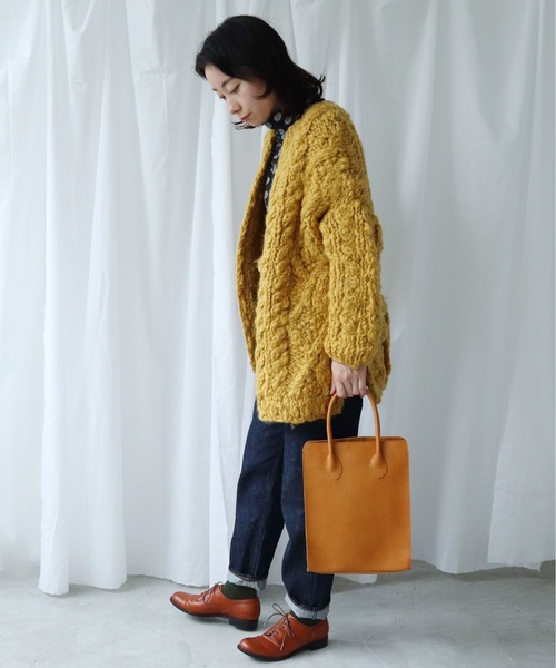 Lene（レネ）の「スラブ　オーバーカーディガン（カーディガン/ボレロ・レディース・ホワイト/マスタード・FREE）」の3枚目の写真