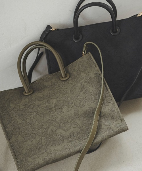 FREE'S MART（フリーズマート）の「◆エンボスペイズリーバッグ（ショルダーバッグ・レディース・ブラウン/ホワイト/ブラック/カーキ・ﾌﾘ-）」の18枚目の写真