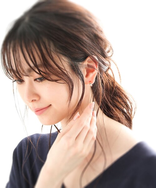 COCOSHNIK（ココシュニック）の「K10アンジュレート フープピアス大（ピアス（両耳用）・レディース・ホワイト系その他7・00）」の12枚目の写真