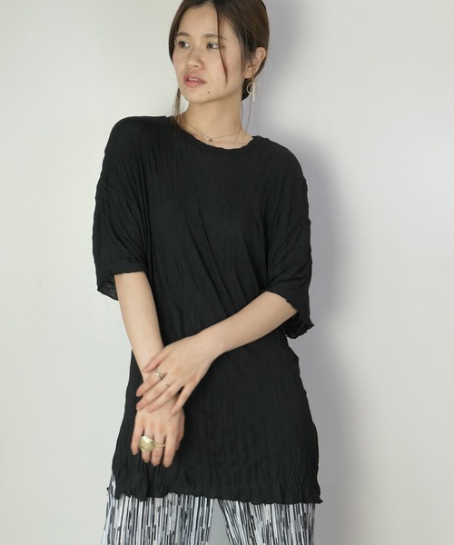 CORNERS（コーナーズ）の「シワ加工テレコBIGTシャツ（Tシャツ/カットソー・レディース・ブラック/グレイッシュベージュ/ベージュ系その他/レンガ・FREE）」の11枚目の写真