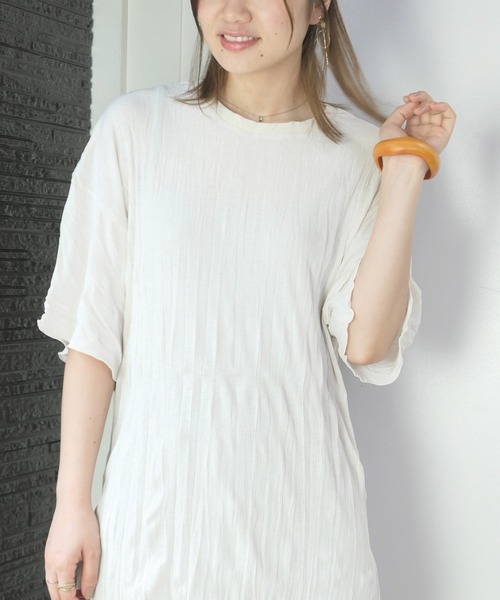 CORNERS（コーナーズ）の「シワ加工テレコBIGTシャツ（Tシャツ/カットソー・レディース・ブラック/グレイッシュベージュ/ベージュ系その他/レンガ・FREE）」の9枚目の写真