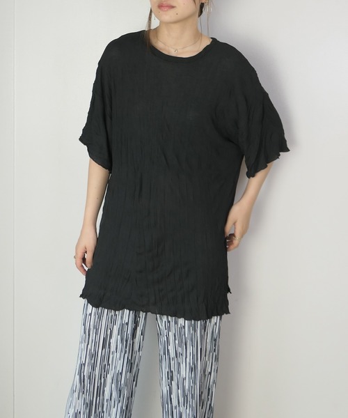 CORNERS（コーナーズ）の「シワ加工テレコBIGTシャツ（Tシャツ/カットソー・レディース・ブラック/グレイッシュベージュ/ベージュ系その他/レンガ・FREE）」の12枚目の写真